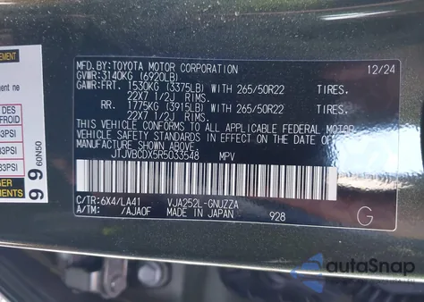 2024 Lexus Gx 550 Luxury+ from USA, damaged, VIN JTJVBCDX5R5033548